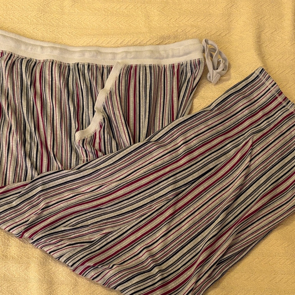 NWOT 3X Croft & Borrow Striped Lounge Pants in Gray Navy Burgundy pajama cropped